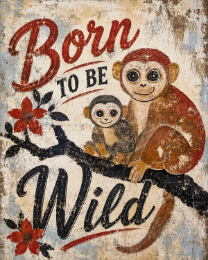 Monkey Mom and Baby - Wildlife Art Print
