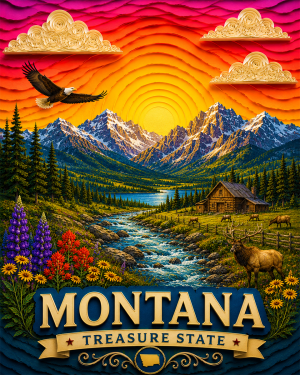 Montana Souvenir Art Print - Name Drop Destination Travel Poster