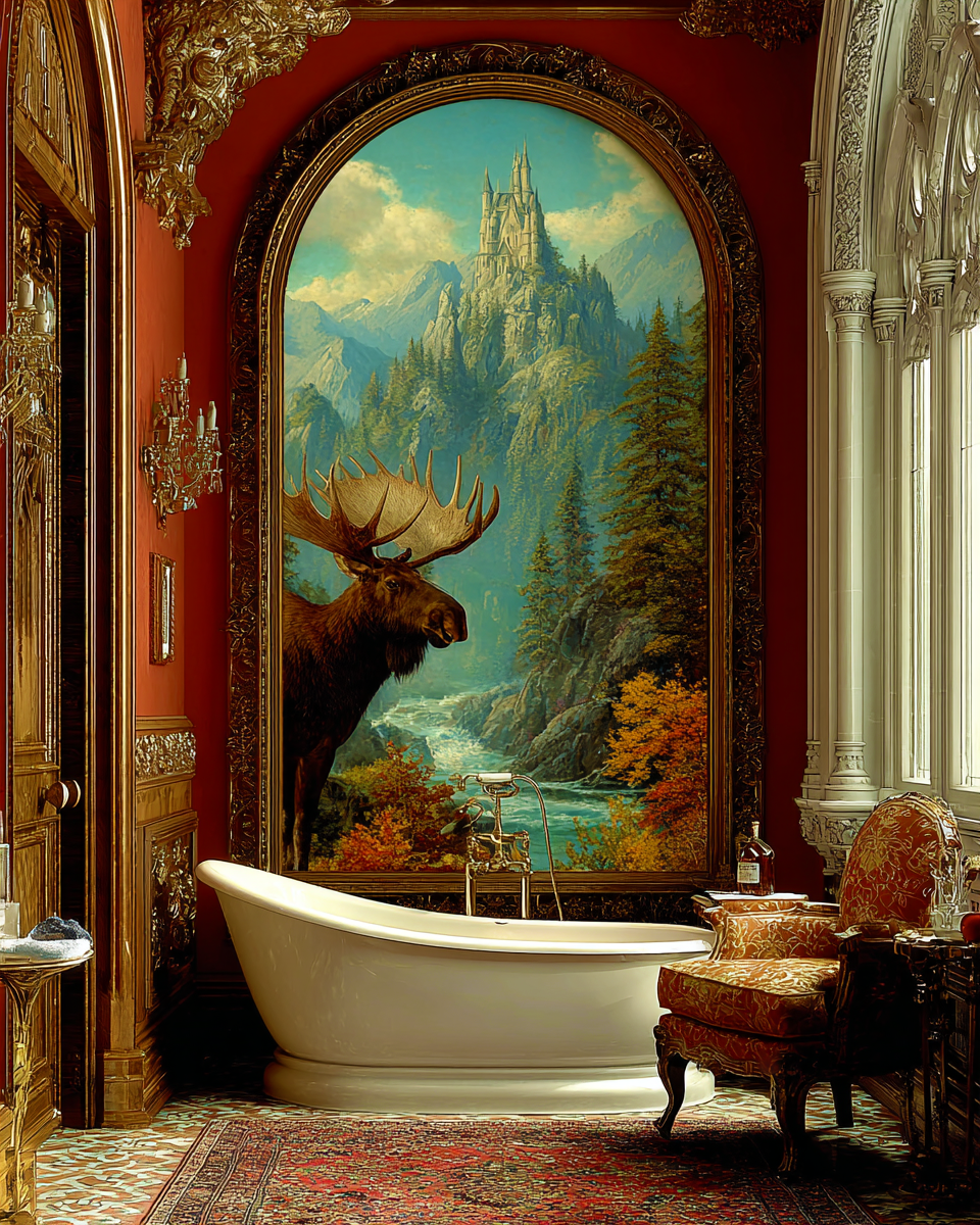 Moose Artwork - Frand View From Bathtub - Bathroom Art