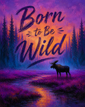 Moose at Sunset - Born to Be Wild - Wildlife Art Print