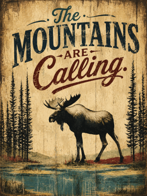 Moose - The Mountains are Calling Art Print