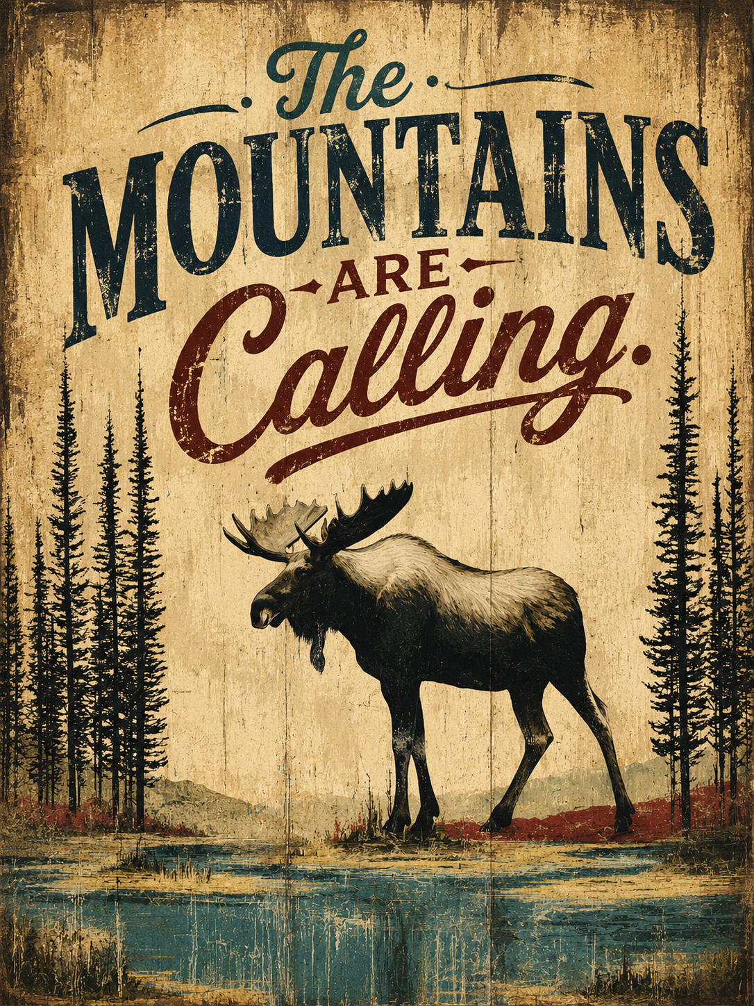 Moose - The Mountains are Calling Art Print