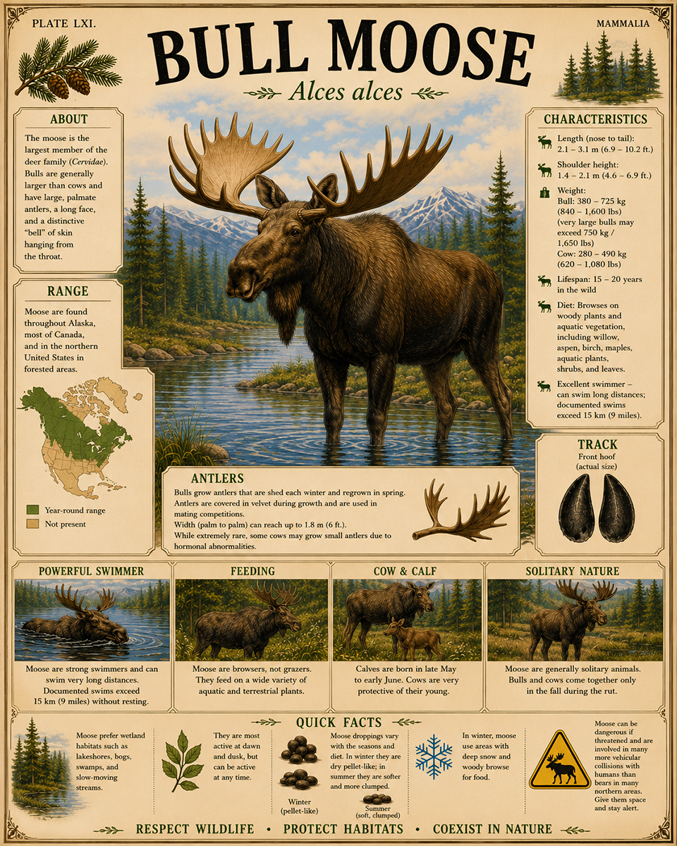 Moose - Vintage Wildlife Art - Antique Nature Illustration