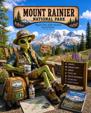 Mount Ranier National Park Souvenir Art Print