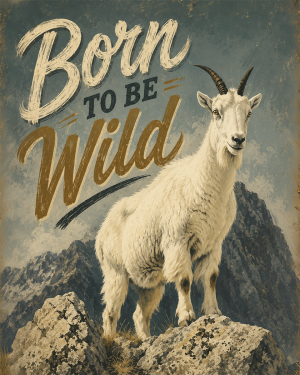 Mountain Goat - Born to Be Wild - Wildlife Art Print