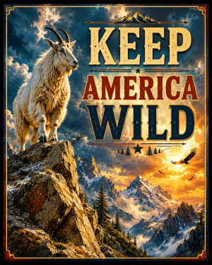 Mountain Goat - Keep America Wild Art Print - Americana Nature Artwork