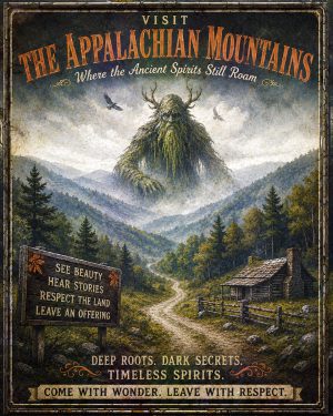 Mountain Spirit Travel Poster - Folk Horror - Appalachian Gothic Art Print