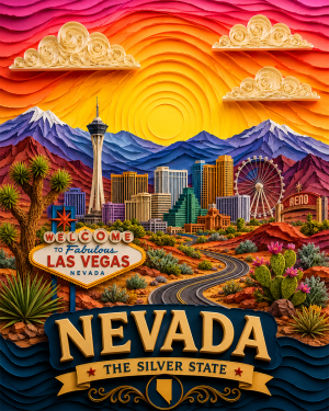 Nevada Souvenir Art Print - Name Drop Destination Travel Poster