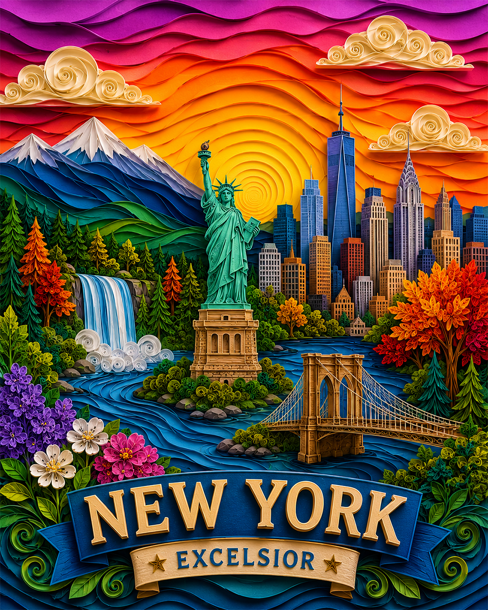 New York Souvenir Art Print - Name Drop Destination Travel Poster