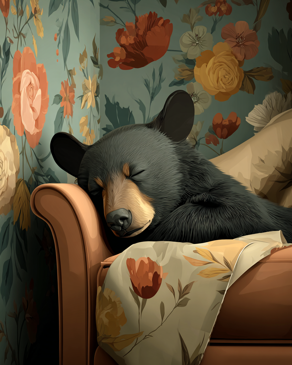 Nice Afternoon Nap - Black Bear Art Print