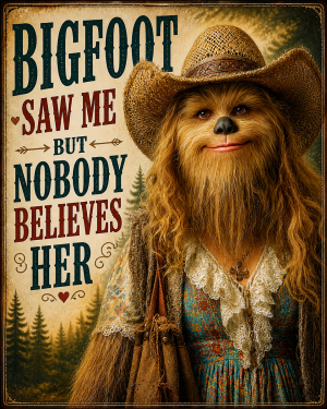Nobody Believes Her - Bigfoot Wall Art
