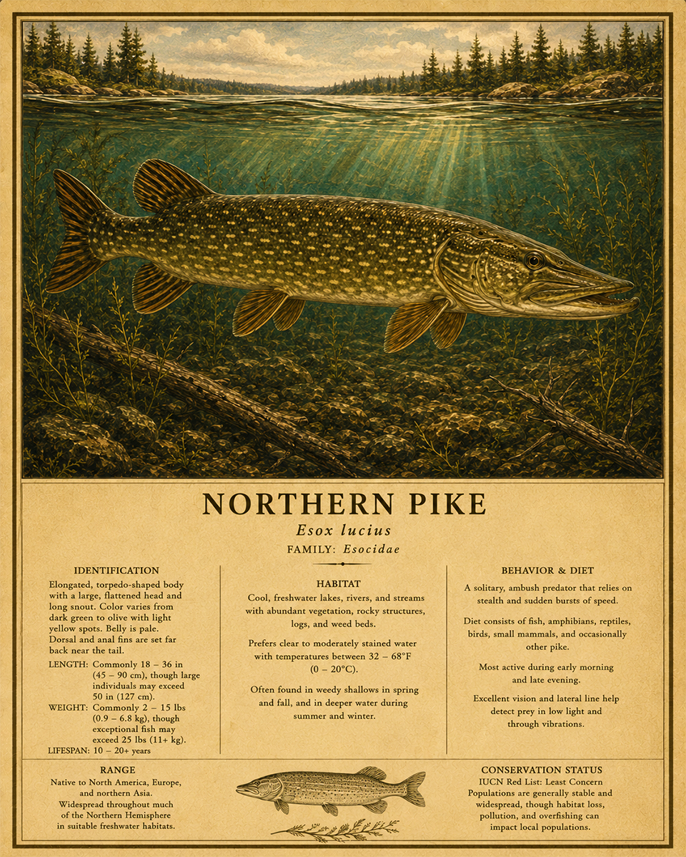 Northern Pike - Vintage Wildlife Art - Antique Nature Illustration