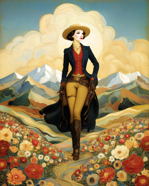 Nouveau Cowgirl Georgia Art Print - Wholesale Retail Ready Matted Western Decor.png