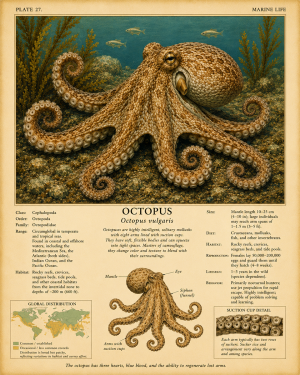 Octopus - Vintage Wildlife Art - Antique Nature Illustration
