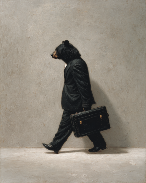 Off to Work - Black Bear Art Print