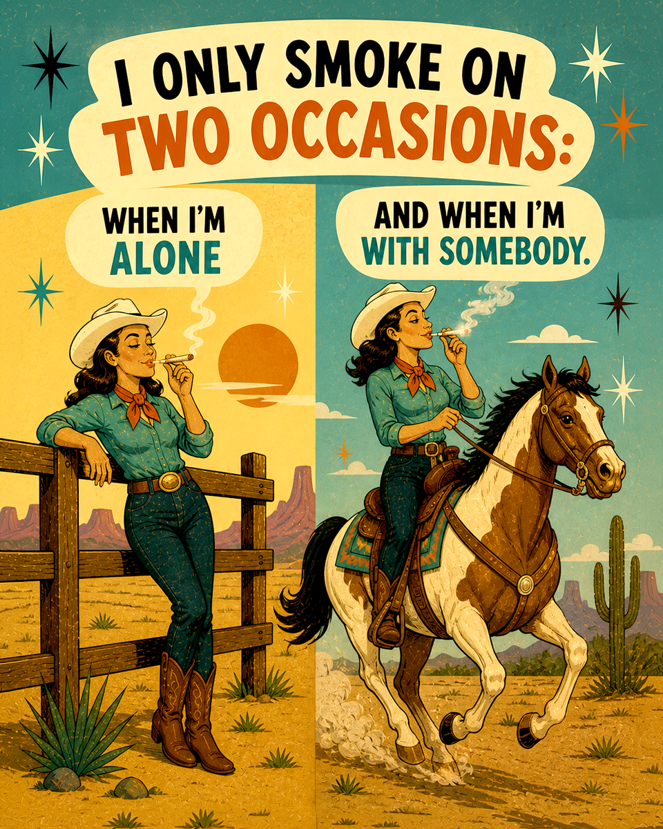 Only Smoke Alone Cowgirl - Marijuana Poster