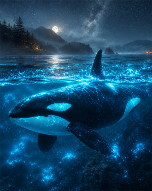 Orca Just Below the Surface - Coastal Whale Wall Art