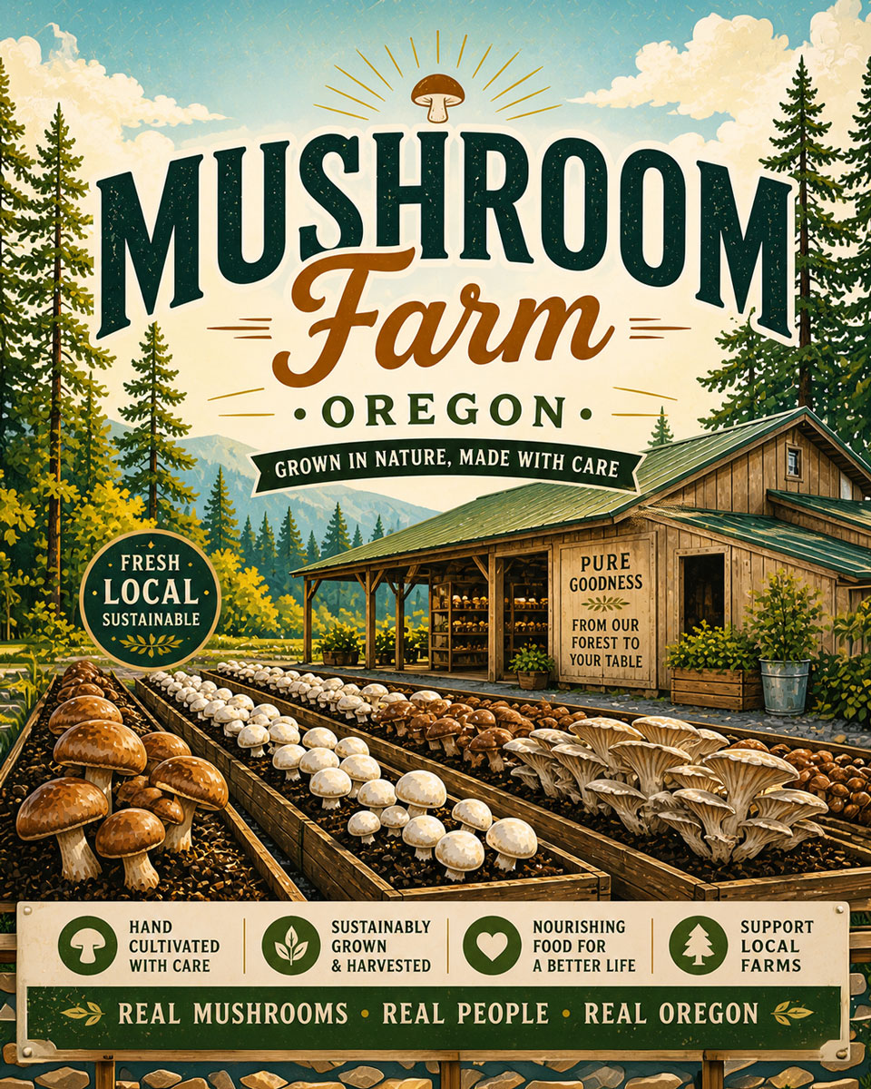 Oregon Mushroom Farm  - Agri-Tourism Art Print