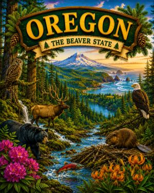 Oregon Souvenir Art Print - Name Drop Destination Travel Poster