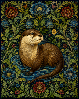 Otter - 19th Century Arts and Crafts Style Art Print