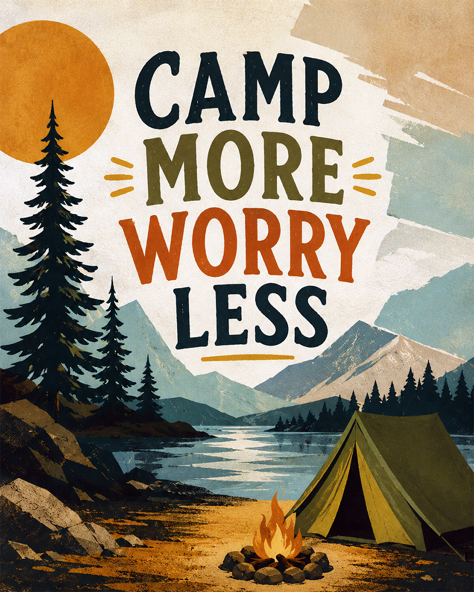Outdoors Art Print - Camp More Worry Less - Modern Style