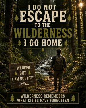 Outdoors Art Print - Man - I Do Not Escape to the Wilderness I Go Home