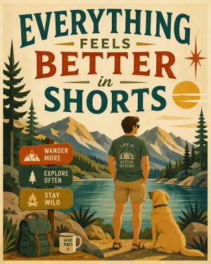 Outdoors Art Print - Man - Modern Style - Everything Feels Better in Shorts