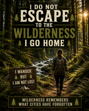 Outdoors Art Print - Woman - I Do Not Escape to the Wilderness I Go Home