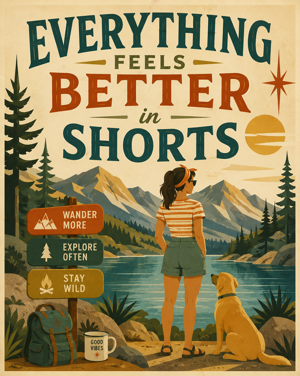 Outdoors Art Print - Woman - Modern Style - Everything Feels Better in Shorts