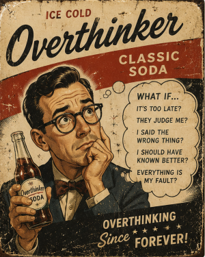 Overthinker - Vintage Advertising Parody Soda Ad