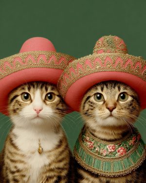 Paco and Pedro from Bisbee - Cats in Hats Art Print