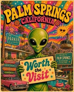 Palm Springs - 60s Style Alien Worth The Trip Art Print
