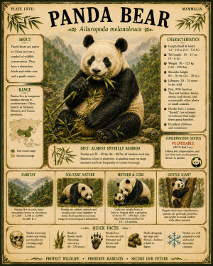 Panda Bear - Vintage Wildlife Art - Antique Nature Illustration