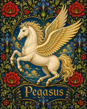 Pegasus - Labeled - Art Nouveau Fantasy Artwork