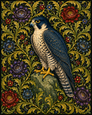 Peregrine Falcon - 19th Century Arts and Crafts Style Art Print