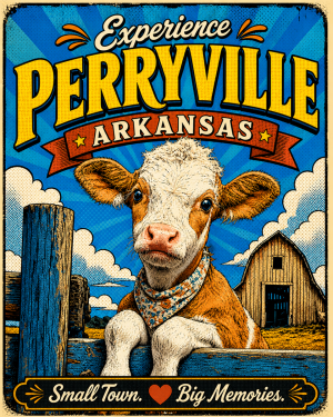 Perryville Arkansas - Pop Art Calf Agri-Tourism Art Print