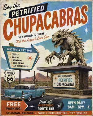 Petrified Chupacabra - Route 66 Parody Poster