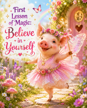 Pig Fairy - Believe in Yourself - Animal Fairies - Children's Fantasy Artwork