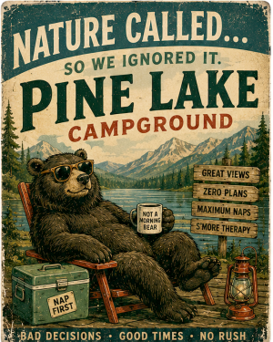 Pine Lake - Vintage Advertising Parody Camp Ground Ad