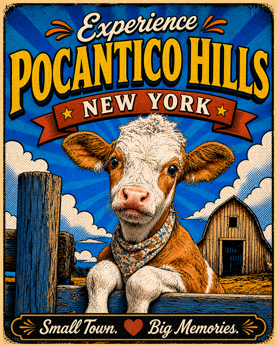 Pocantico Hills, New York - Pop Art Calf Agri-Tourism Art Print