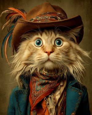 Poppy from Palo Alto - Cats in Hats Art Print