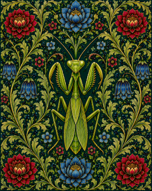 Praying Mantis - 19th Century Arts and Crafts Style Art Print