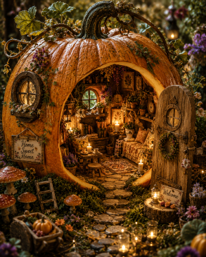 Pumpkin Pixie Home - Cottagecore Art Prints