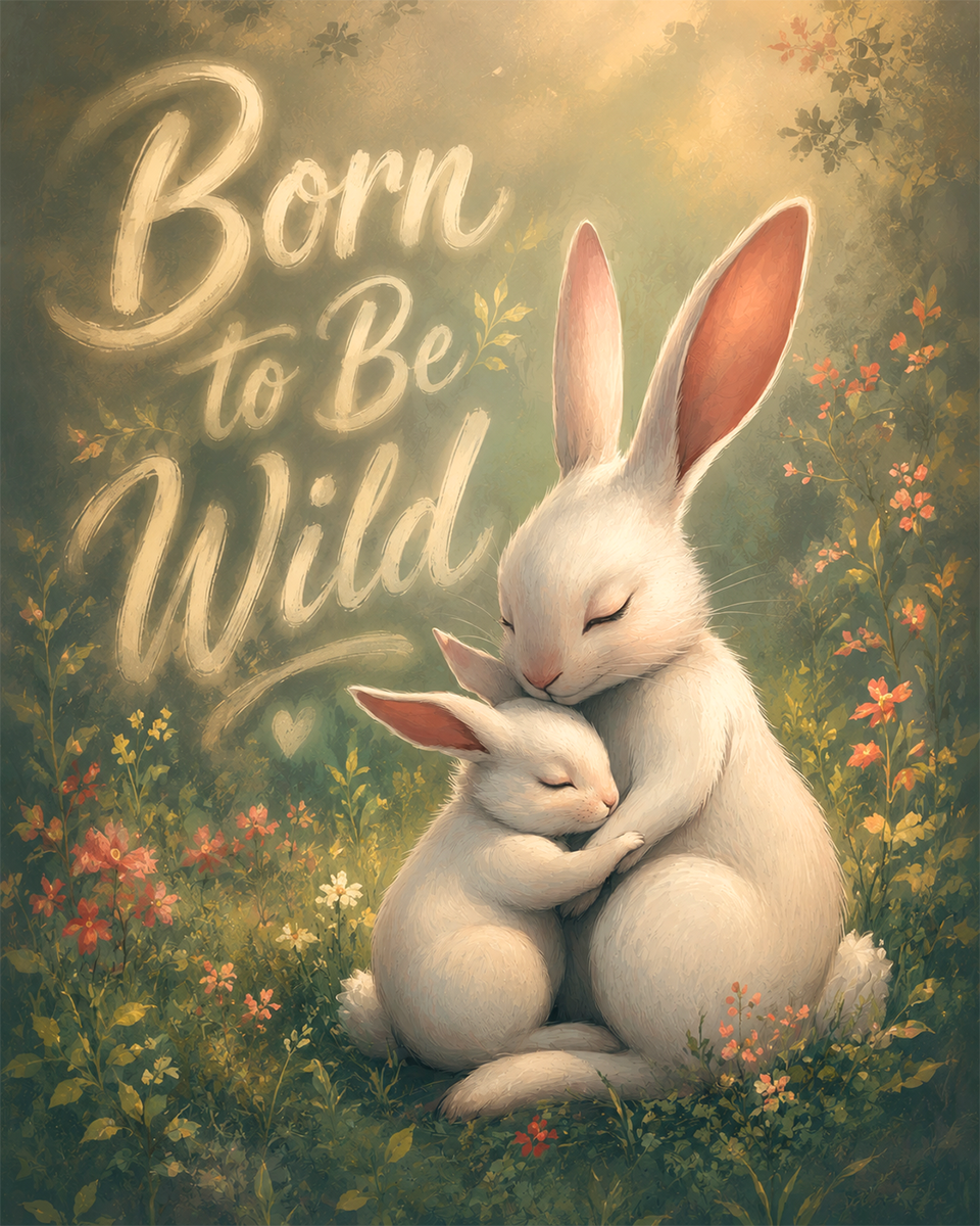 Rabbit and Baby - Wildlife Art Print