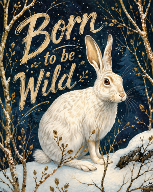 Rabbit in Snow - Born to Be Wild - Wildlife Art Print