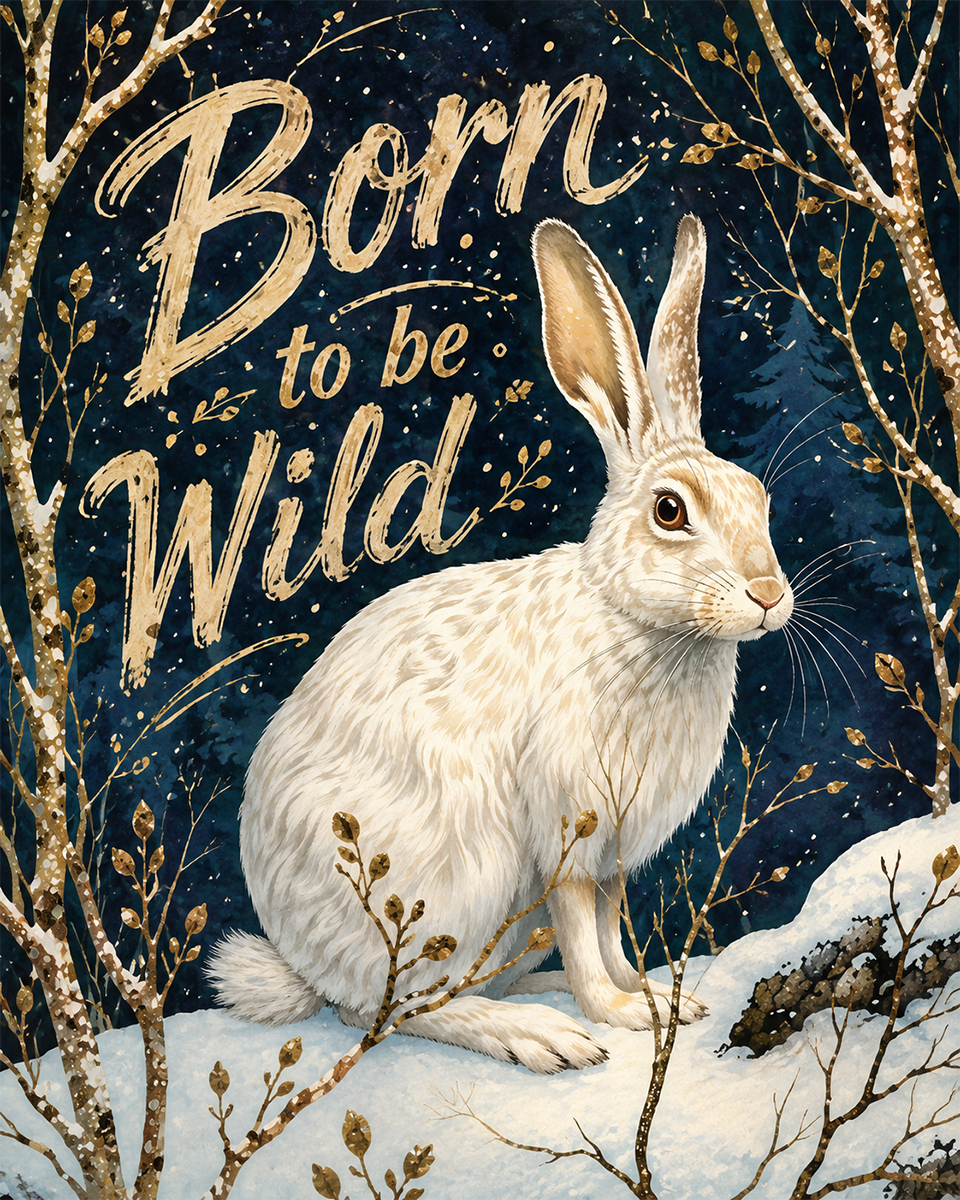 Rabbit in Snow - Born to Be Wild - Wildlife Art Print