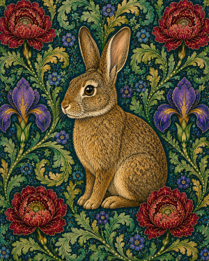 Rabbit - 19th Century Arts and Crafts Style Art Print