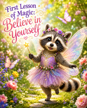 Raccoon Fairy - Believe in Yourself - Animal Fairies - Children's Fantasy Artwork