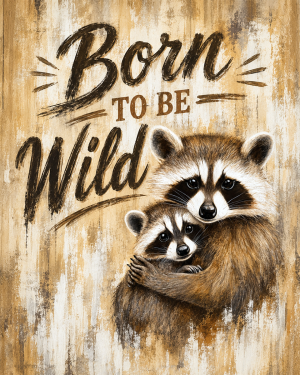 Raccoon Mom and Kit - Born to Be Wild - Wildlife Art Print