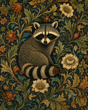 Raccoon - 19th Century Arts and Crafts Style Art Print